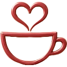arte de uma caneca de café com um coração em cima